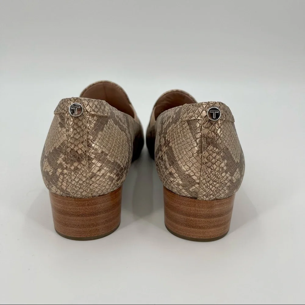 Taryn Rose Claudia Snake Wedge Slip-Ons in‎ Soft Gold Size 8.5 Metallic Neutrals